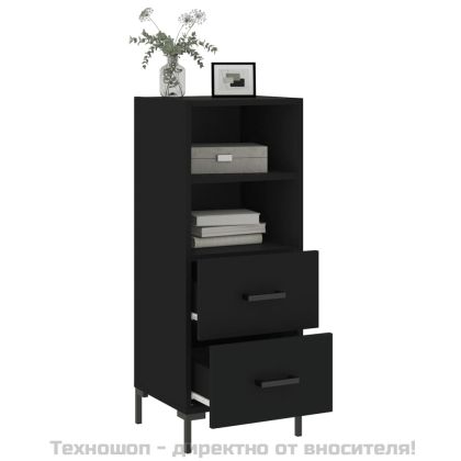 Сайдборд, черен, 34,5x34x90 см, инженерно дърво