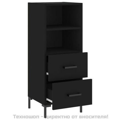 Сайдборд, черен, 34,5x34x90 см, инженерно дърво