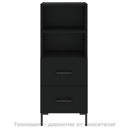 Сайдборд, черен, 34,5x34x90 см, инженерно дърво