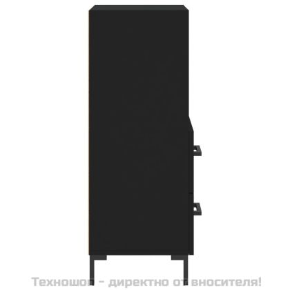 Сайдборд, черен, 34,5x34x90 см, инженерно дърво