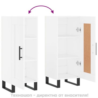 Сайдборд, бял, 34,5x34x90 см, инженерно дърво