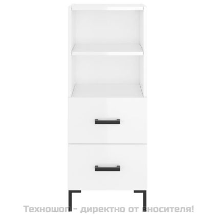 Сайдборд, бял гланц, 34,5x34x90 см, инженерно дърво