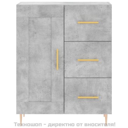 Сайдборд, бетонно сив, 69,5x34x90 см, инженерно дърво