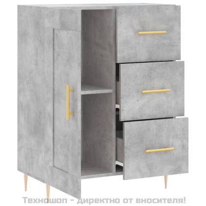 Сайдборд, бетонно сив, 69,5x34x90 см, инженерно дърво