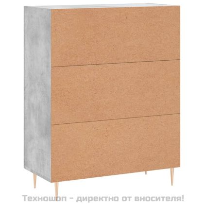 Сайдборд, бетонно сив, 69,5x34x90 см, инженерно дърво