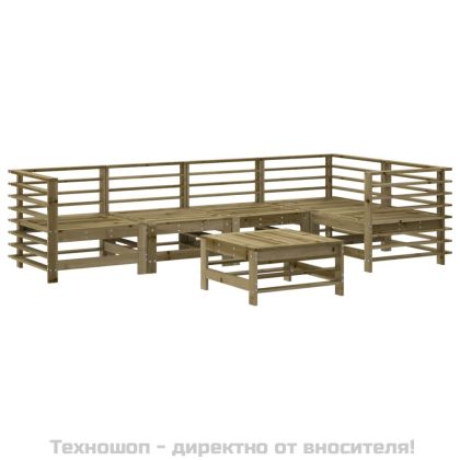 Градински лаундж комплект 6 части с възглавници импрегниран бор