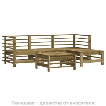 Градински лаундж комплект 5 части с възглавници импрегниран бор