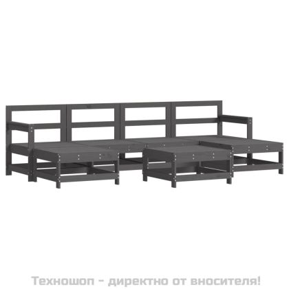 Градински лаундж комплект 7 части с възглавници сив бор масив