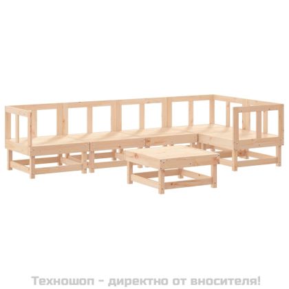 Градински комплект с възглавници, 6 части, дърво масив