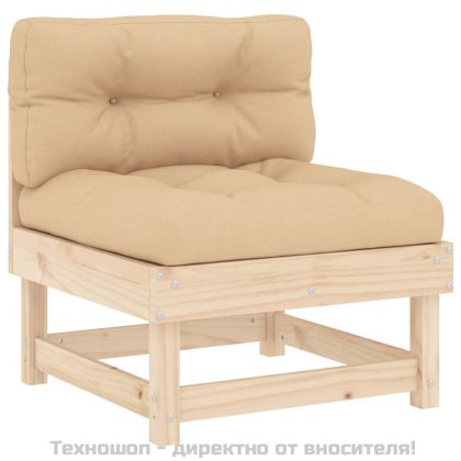 Градински комплект с възглавници, 6 части, дърво масив