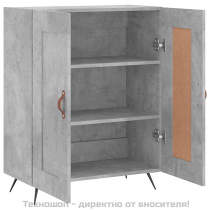 Сайдборд, бетонно сив, 69,5x34x90 см, инженерно дърво