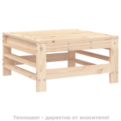 Градинска табуретка с възглавница, борова дървесина масив