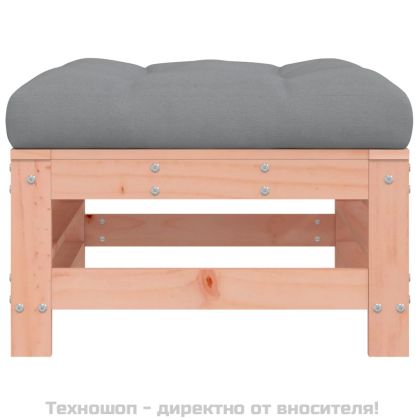Градинска табуретка с възглавница, дугласко дърво масив