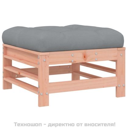 Градинска табуретка с възглавница, дугласко дърво масив