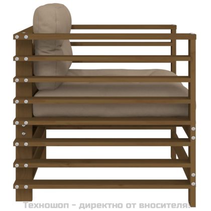 Градински столове с възглавници, 2 бр, меденокафяви, бор масив