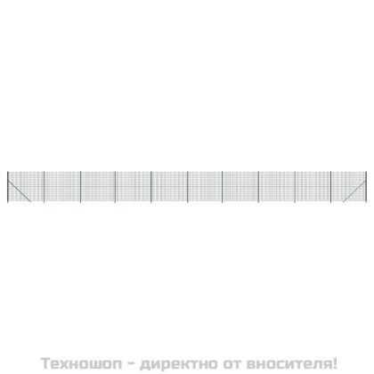 Плетена оградна мрежа с фланец, зелена, 1,6x25 м