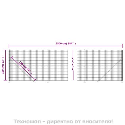 Плетена оградна мрежа с фланец, зелена, 1,6x25 м