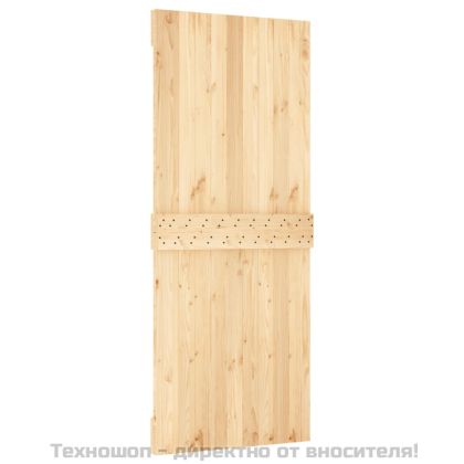Плъзгаща врата с монтажни части, 85x210 см, борово дърво масив