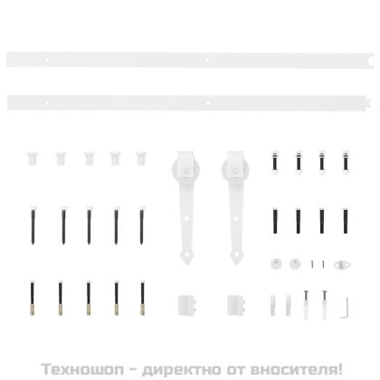 Плъзгаща врата с монтажни части, 85x210 см, борово дърво масив