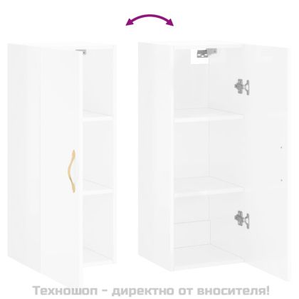 Стенен шкаф бял гланц 34,5x34x90 см