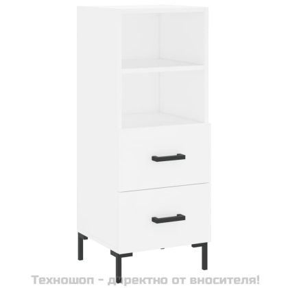 Сайдборд, бял, 34,5x34x90 см, инженерно дърво