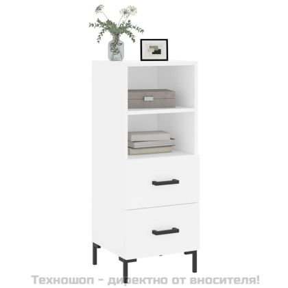 Сайдборд, бял, 34,5x34x90 см, инженерно дърво