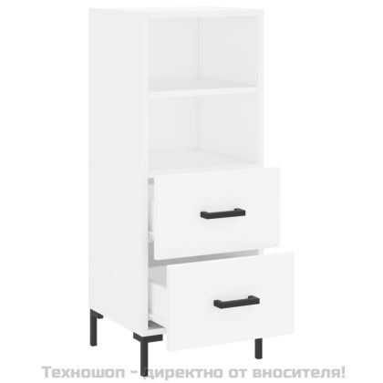 Сайдборд, бял, 34,5x34x90 см, инженерно дърво