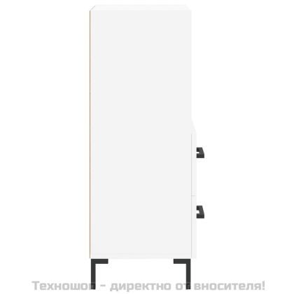 Сайдборд, бял, 34,5x34x90 см, инженерно дърво