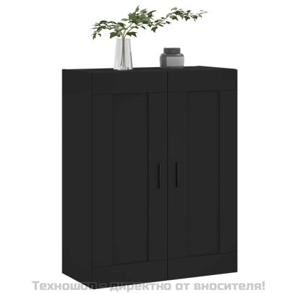 Стенен шкаф черен 69,5x34x90 см инженерно дърво