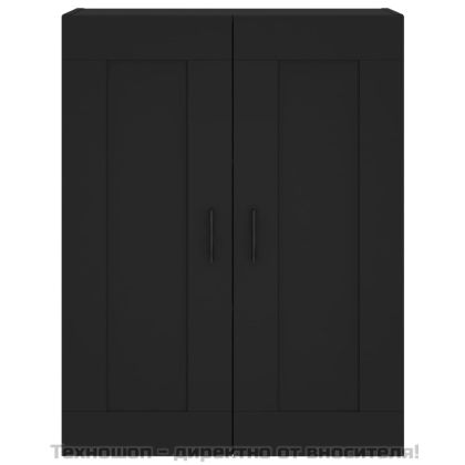 Стенен шкаф черен 69,5x34x90 см инженерно дърво