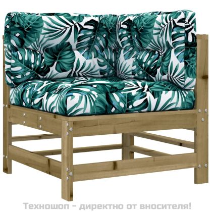 Градински лаундж комплект 7 части с възглавници импрегниран бор