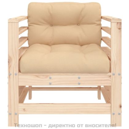 Градински столове с възглавници, 2 бр, бор масив