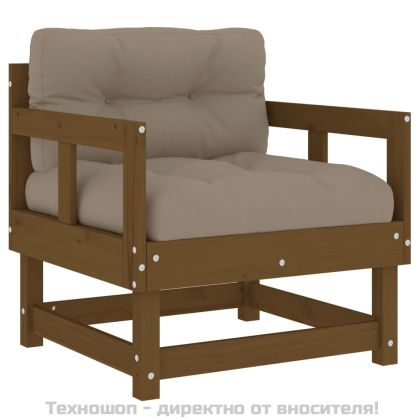 Градински столове с възглавници, 2 бр, меденокафяви, бор масив