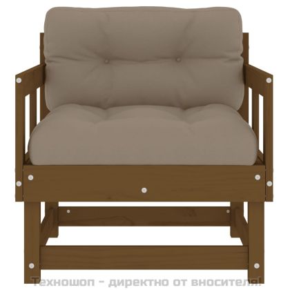 Градински столове с възглавници, 2 бр, меденокафяви, бор масив