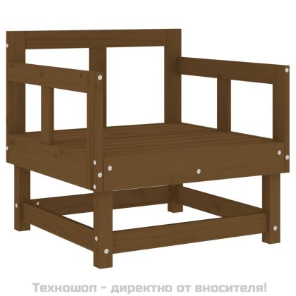 Градински столове с възглавници, 2 бр, меденокафяви, бор масив