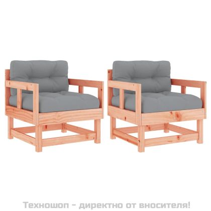 Градински столове с възглавници 2 бр масивно дърво дуглас