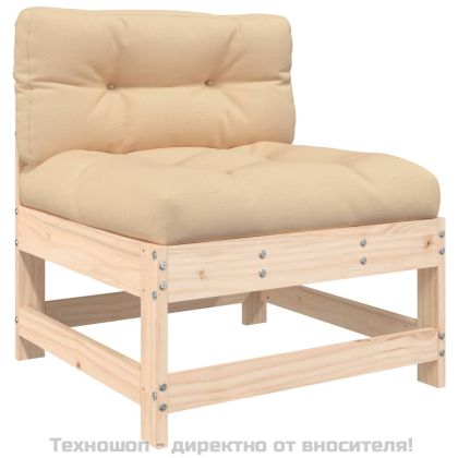 Среден диван с възглавници, борово дърво масив