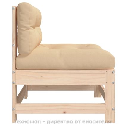 Среден диван с възглавници, борово дърво масив