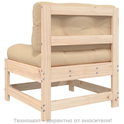Среден диван с възглавници, борово дърво масив
