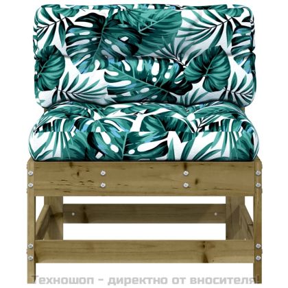 Среден диван с възглавници, импрегнирано борово дърво