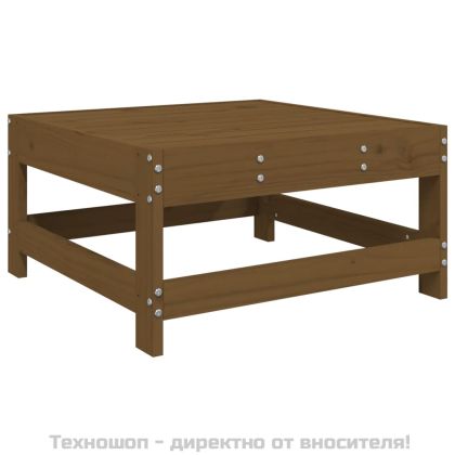 Градинска табуретка с възглавница, меденокафява, бор масив