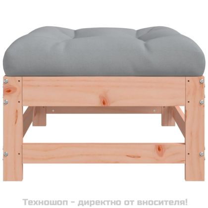 Градинска табуретка с възглавница, дугласко дърво масив