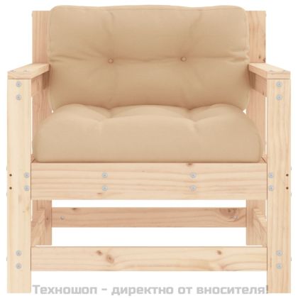 Градински столове с възглавници, 2 бр, бор масив