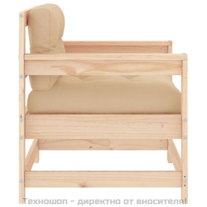 Градински столове с възглавници, 2 бр, бор масив