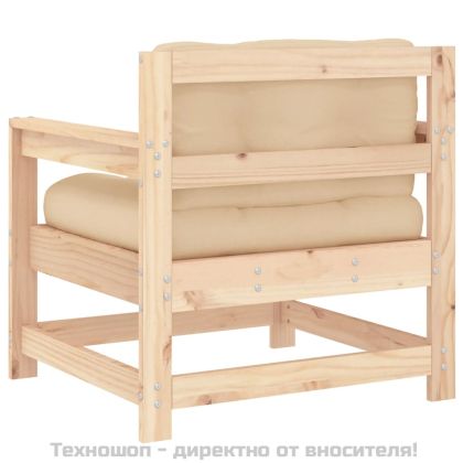 Градински столове с възглавници, 2 бр, бор масив
