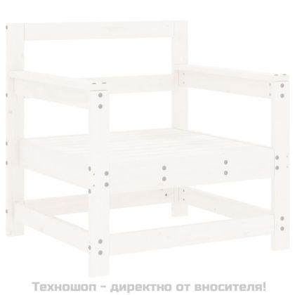 Градински столове с възглавници, 2 бр, бели, бор масив