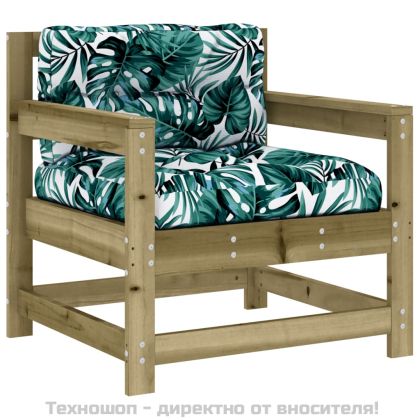 Градински столове с възглавници 2 бр импрегнирано борово дърво