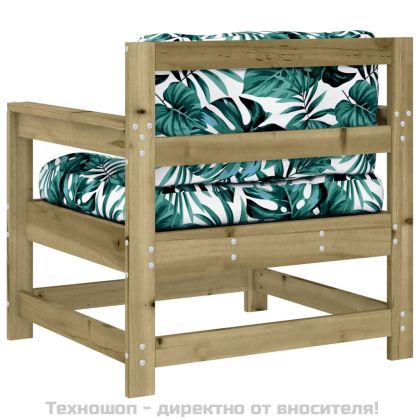 Градински столове с възглавници 2 бр импрегнирано борово дърво