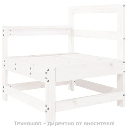 Градински стол с възглавници, бял, масивно борово дърво