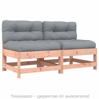 Средни дивани с възглавници, 2 бр, дугласко дърво масив